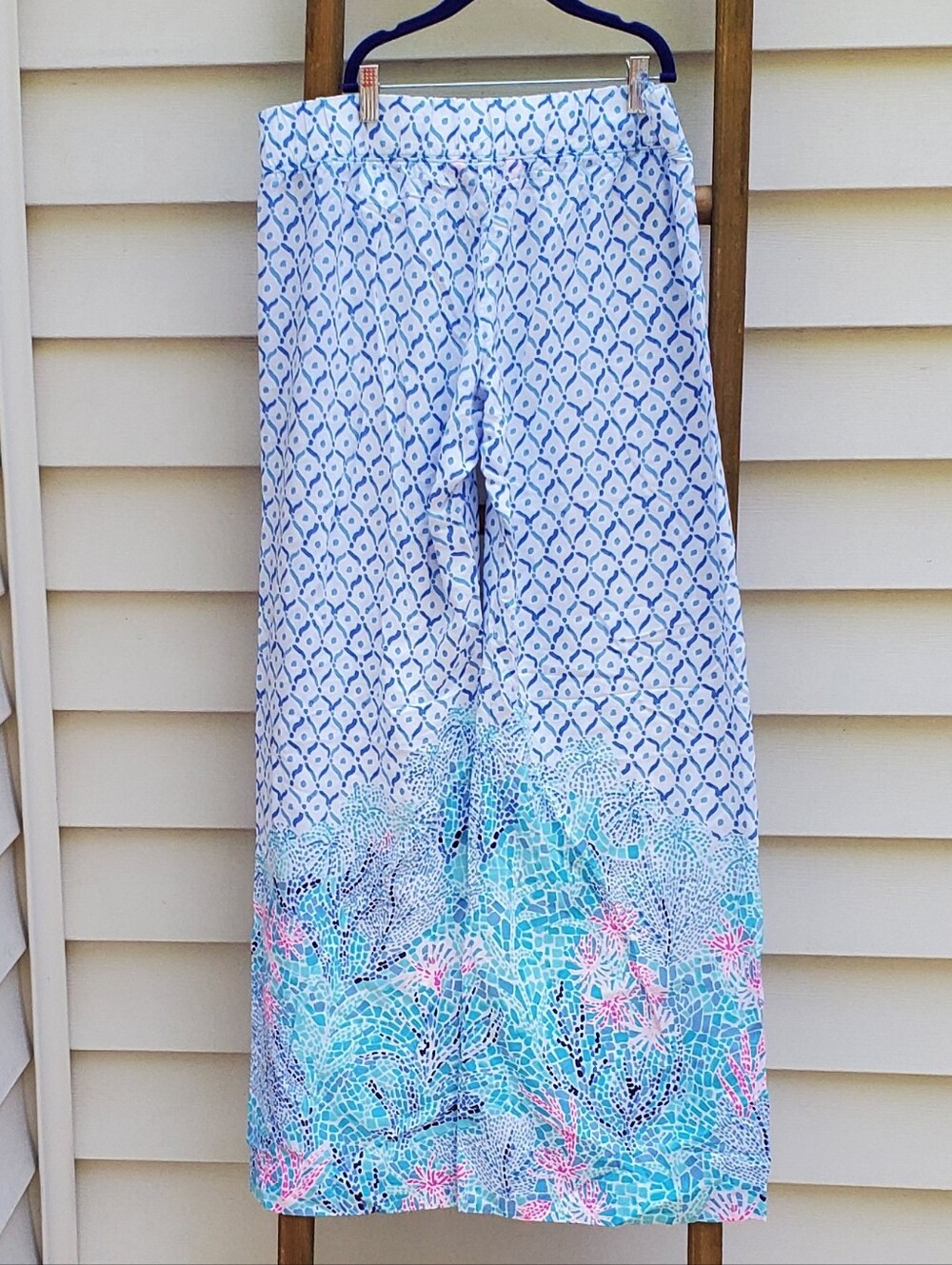 Lilly Pulitzer Bar Harbour Palazoo Pull-On Wide-Leg Pants Size L - Picture 3 of 5